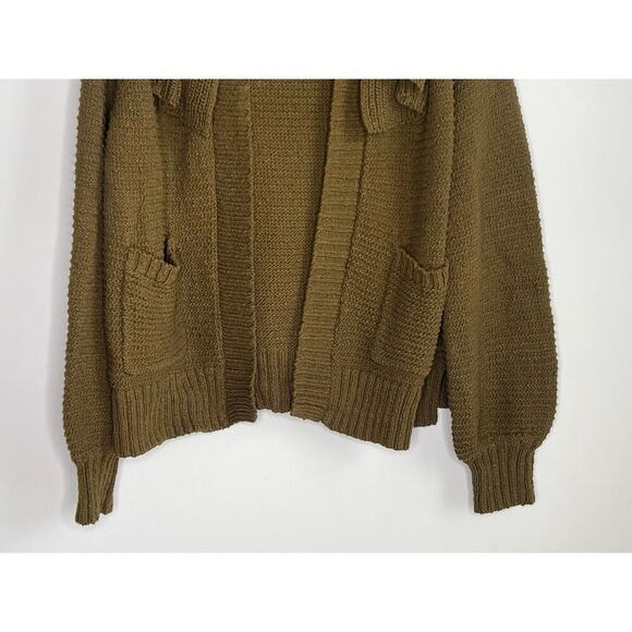 Madewell Ruffle Trim Long Sleeve Knit Cardigan Sweater Golden Spinach Womens M - Picture 4 of 9